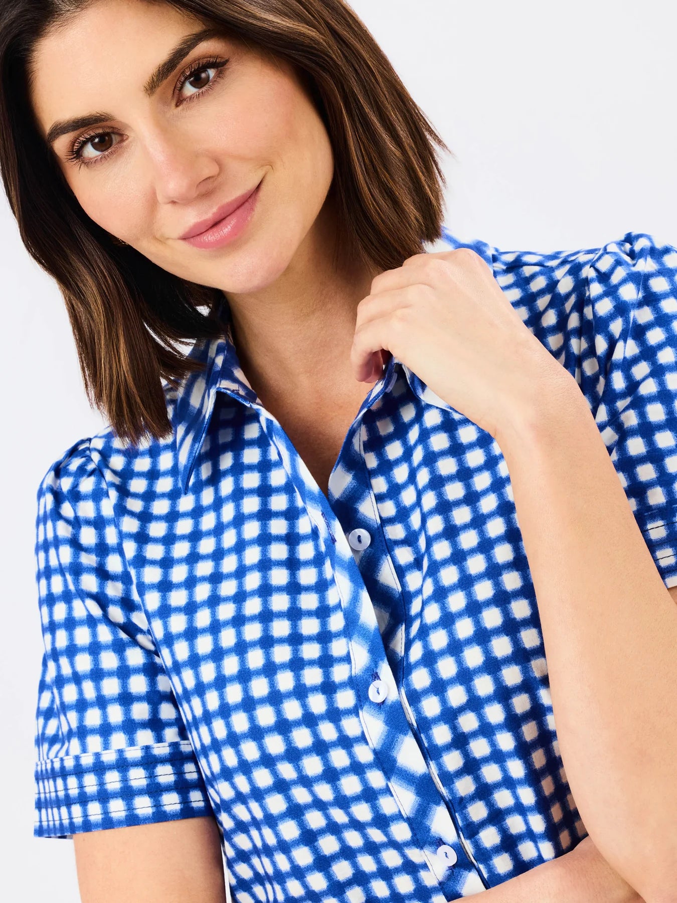 Jema Dress in Mixed Navy Gingham