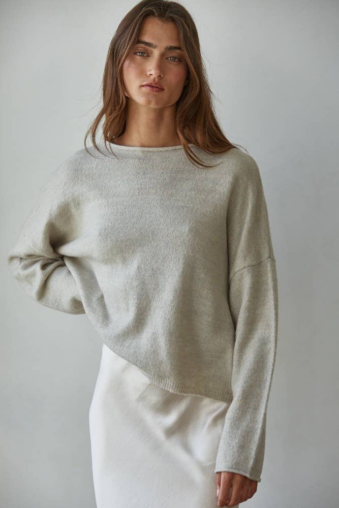 The Cozy Rolled Neck Sweater in Off White