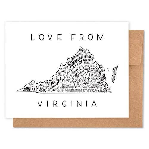 Virginia State Map Greeting Card | Virginia Made