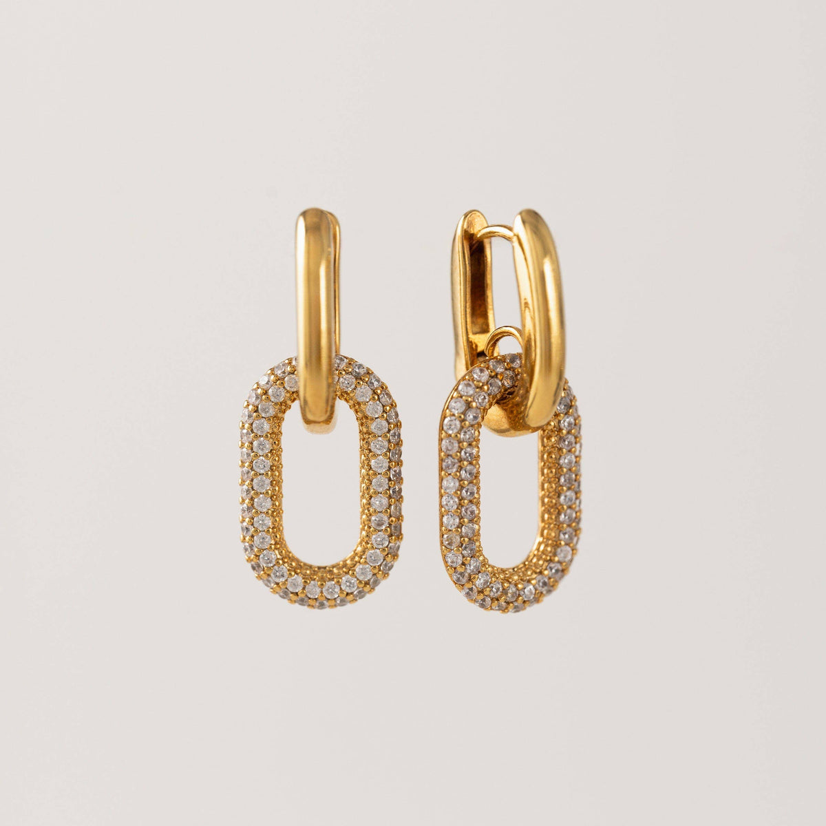 Solana Paperclip Drop Hoop Earrings in Gold