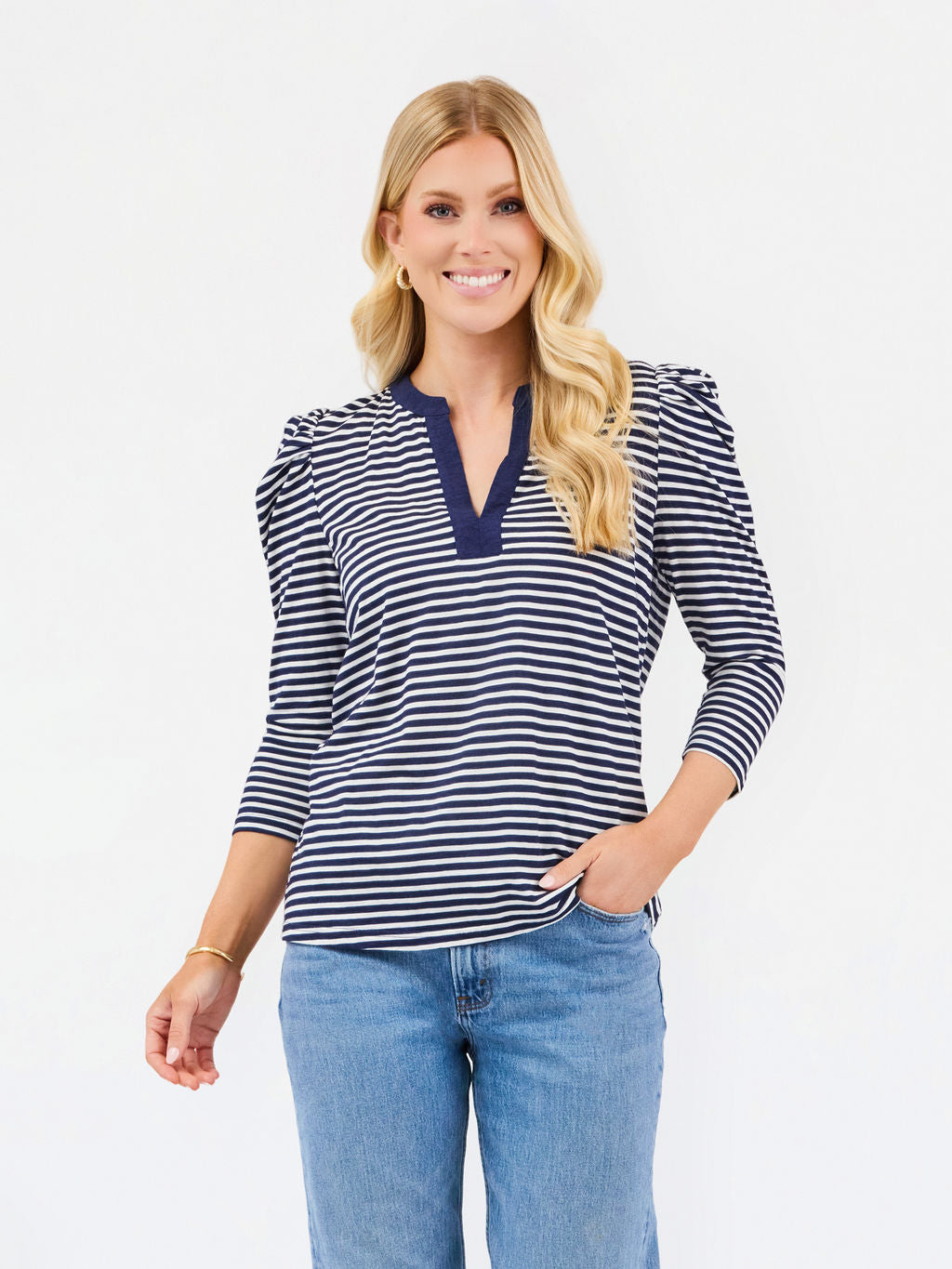 Adelyn Top in Navy Stripe