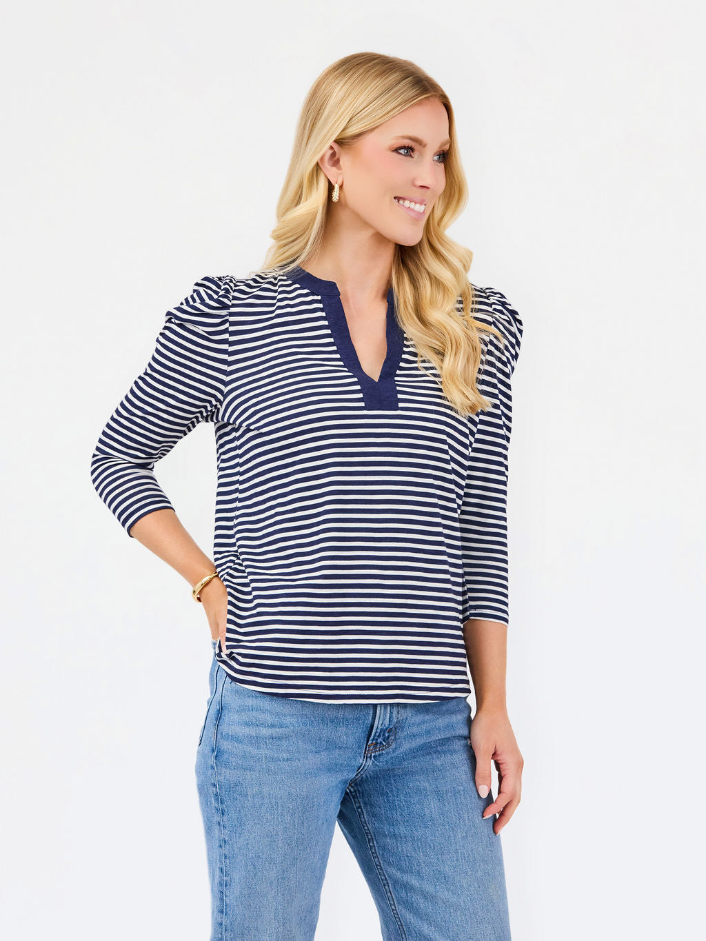 Adelyn Top in Navy Stripe