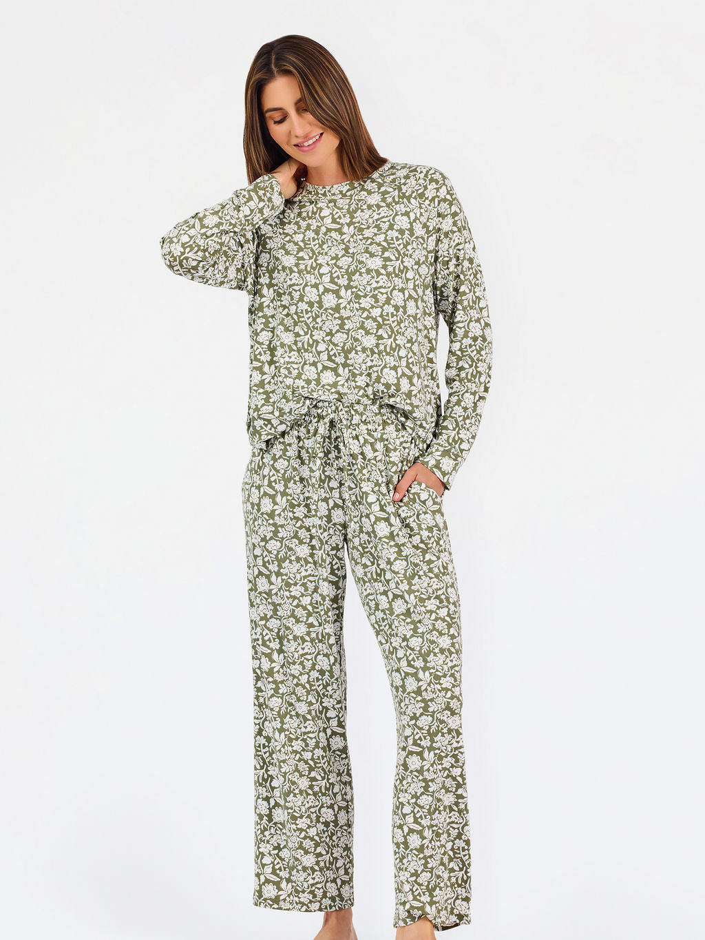 Annie Pajama Set in Painted Trillium Olive