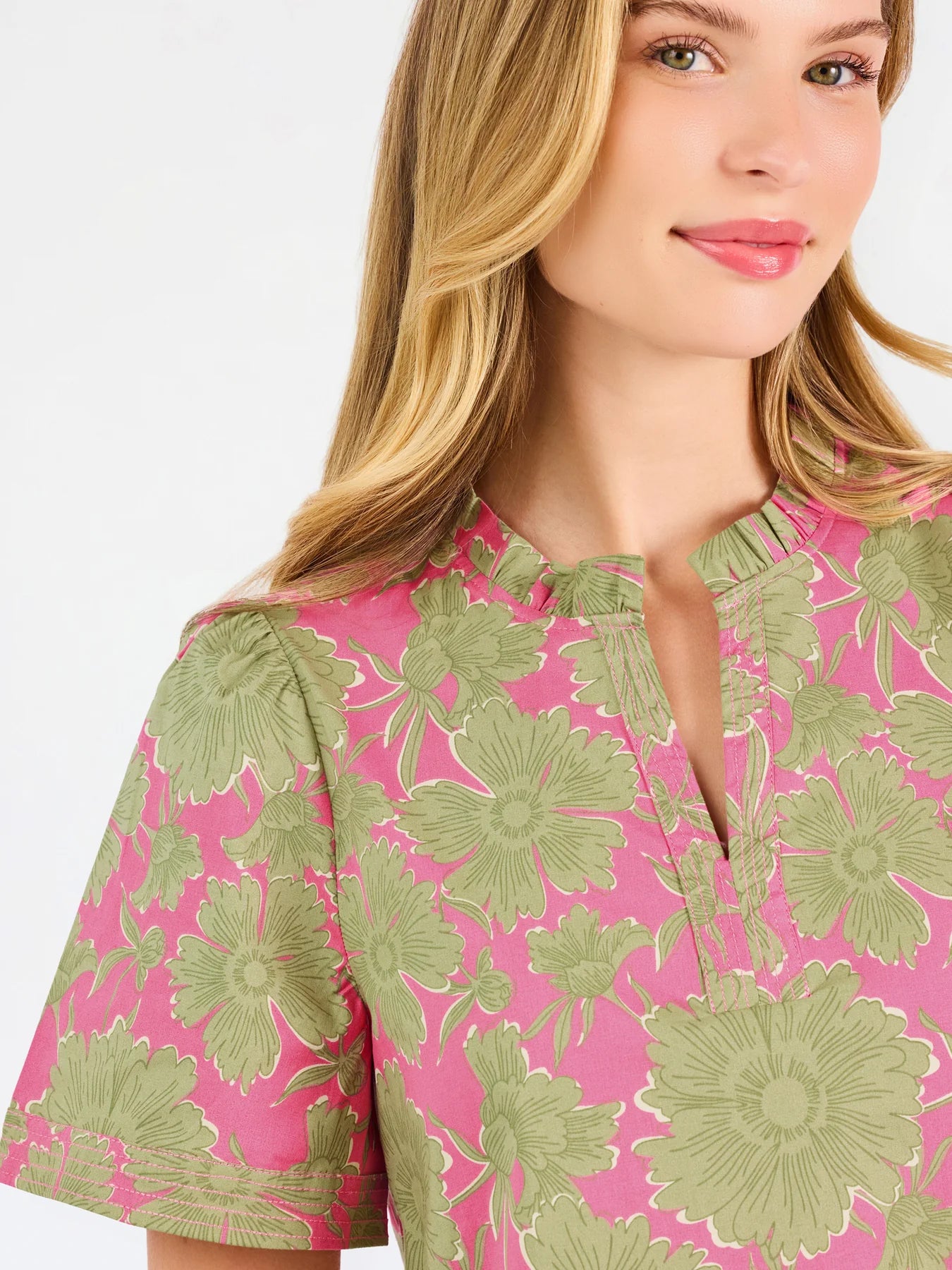 Ramona Top in Garden District Green