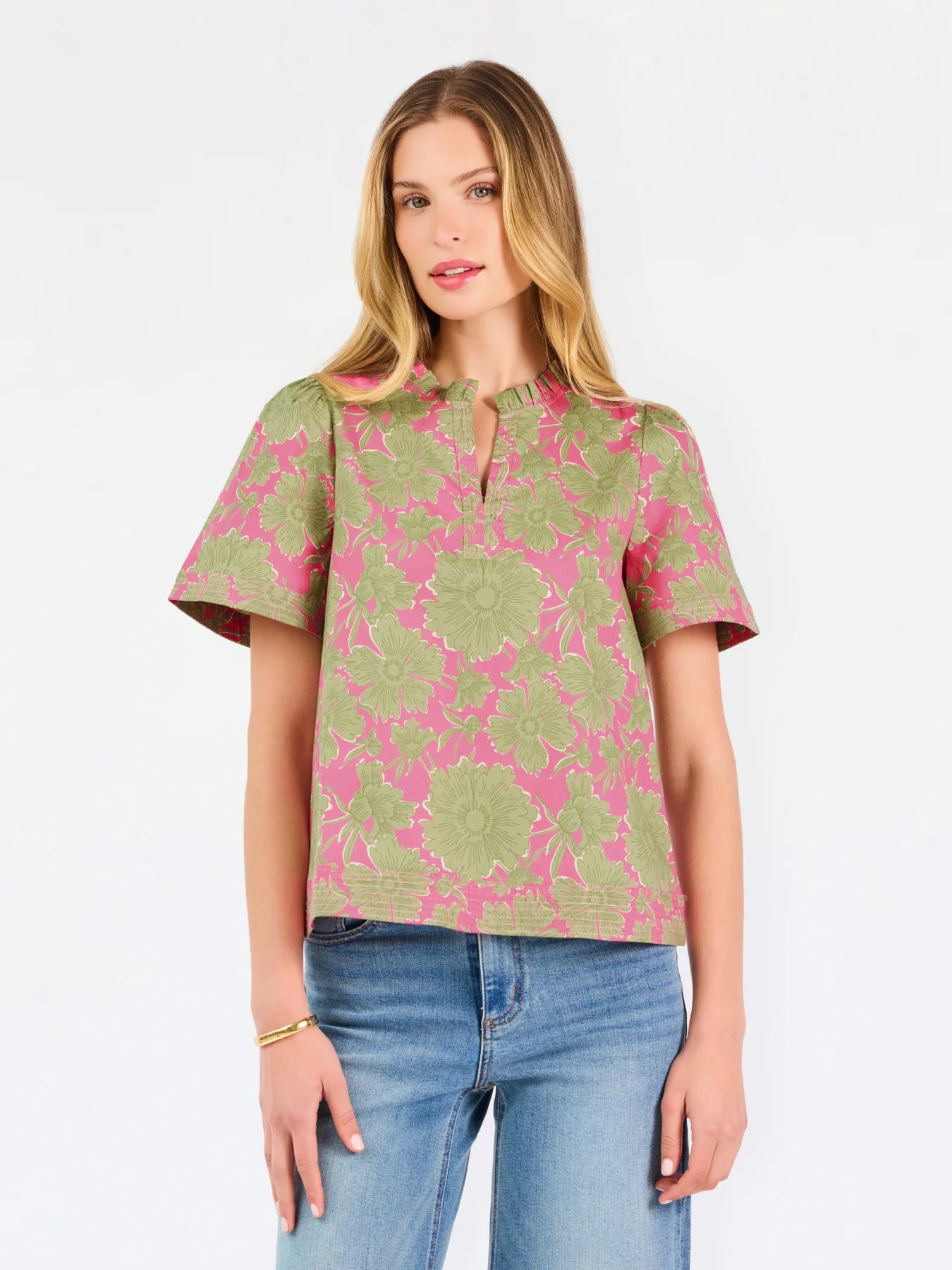 Ramona Top in Garden District Green