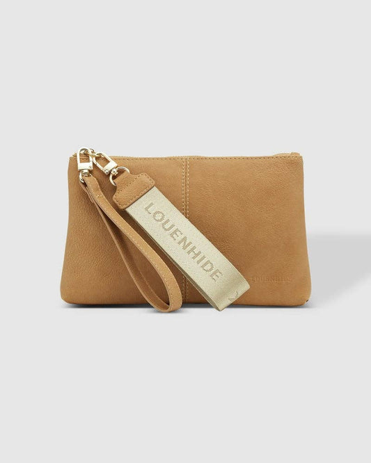 Mimi Logo Wristlet in Camel