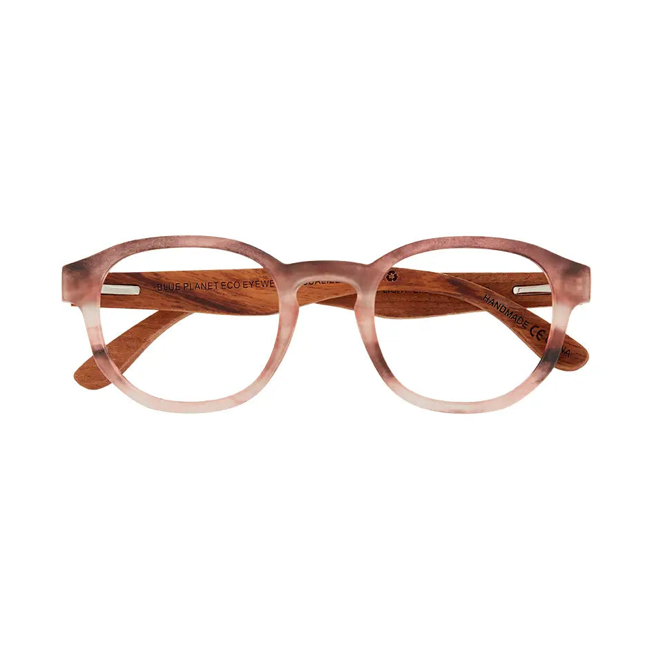 Sunset Readers in Matte Rose Marble and Walnut Wood