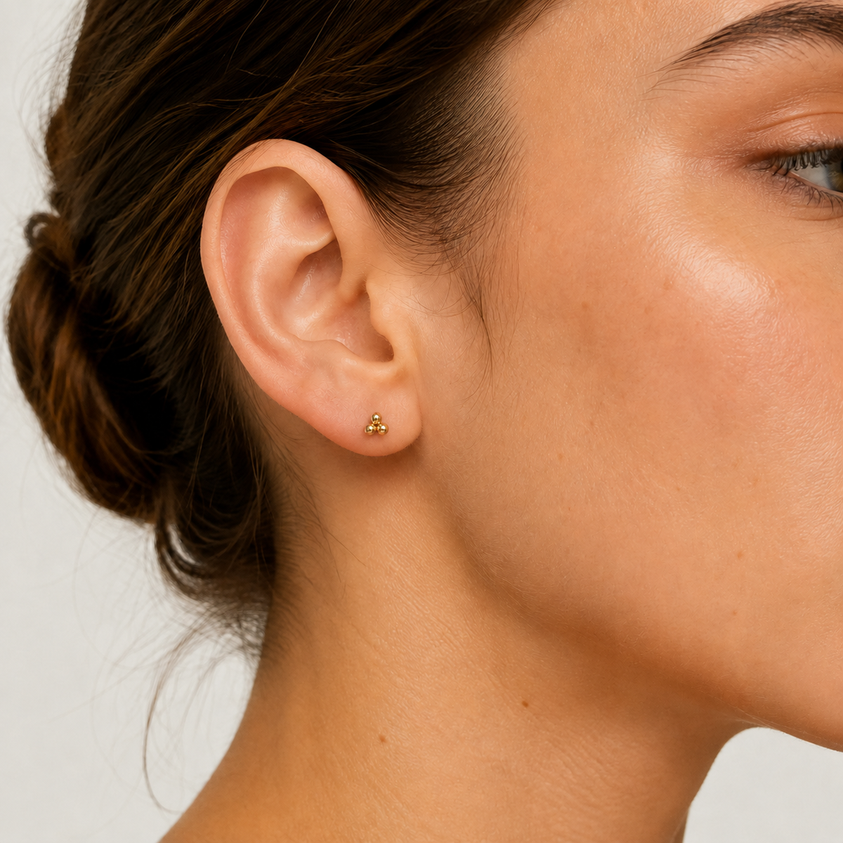 Triple Dot Stud Earrings in Gold