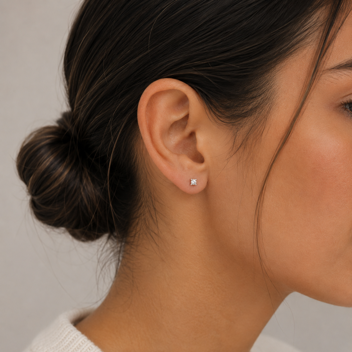 4mm CZ Stud Earrings in Gold
