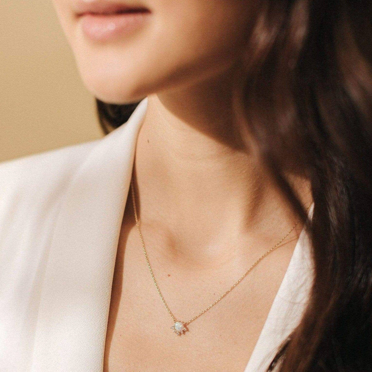 Juno Necklace in Gold + Opal