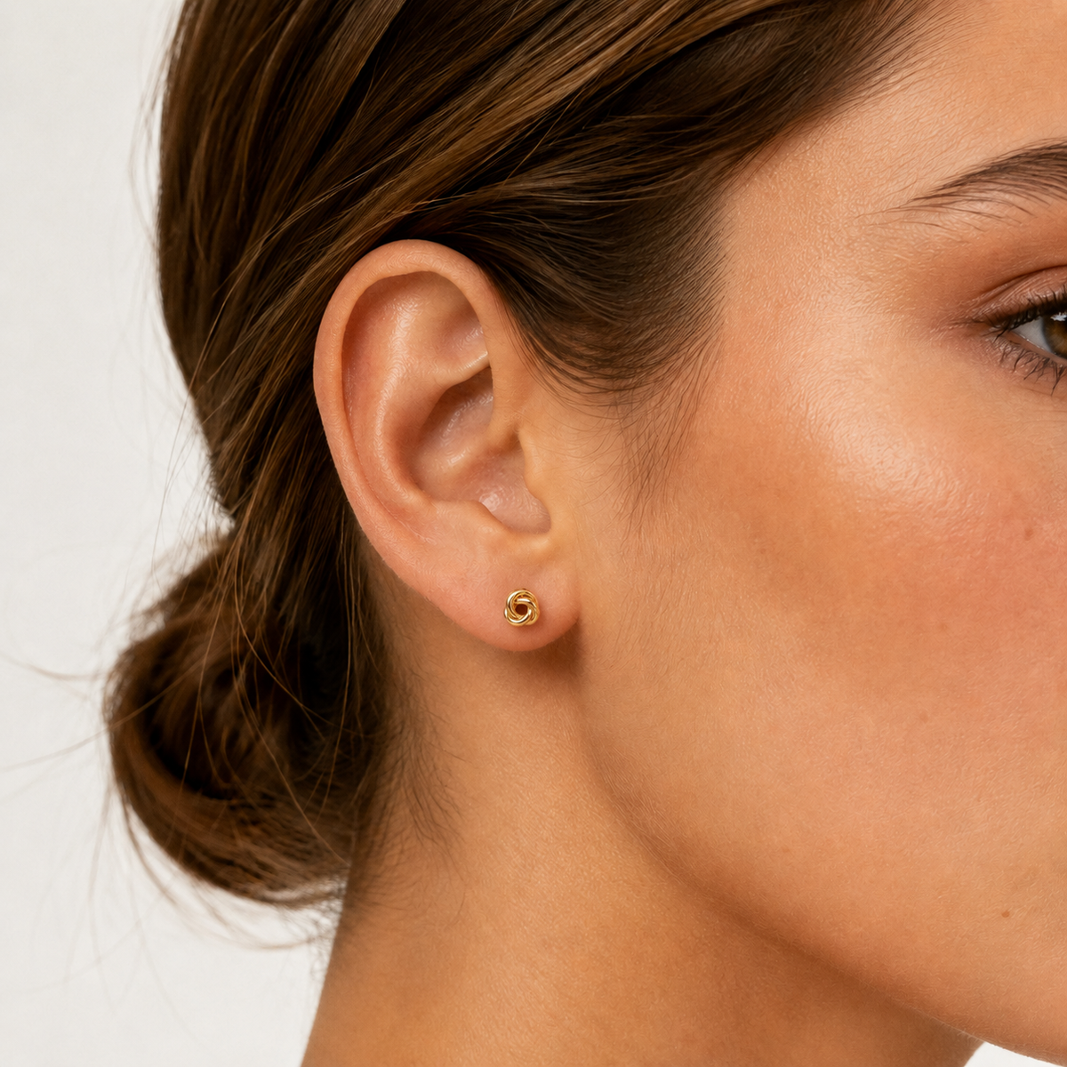 Small Knot Stud Earrings in Gold