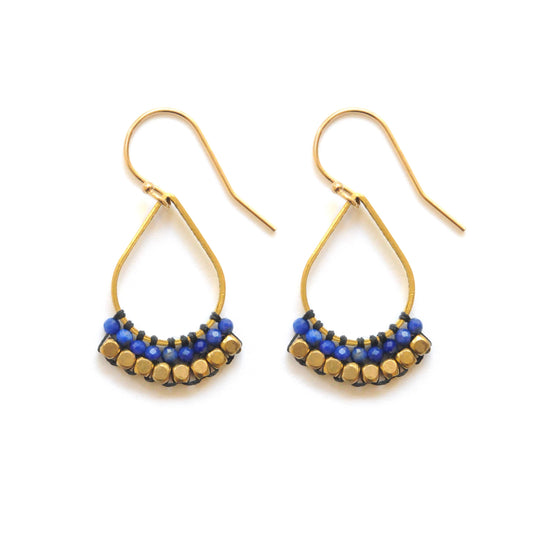 Small Petal Earrings in Lapis