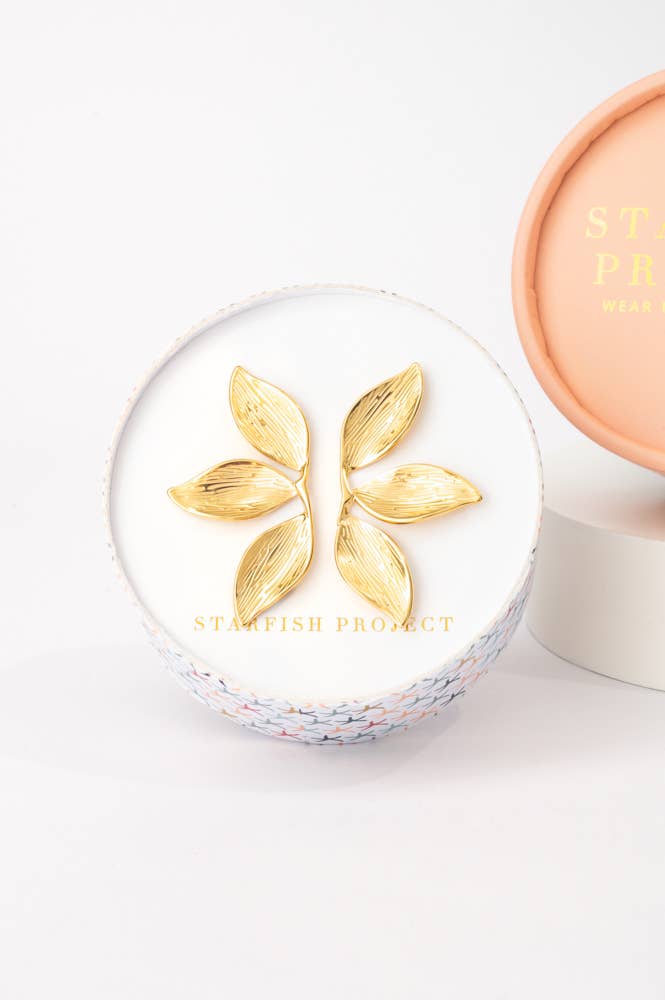 Golden Canopy Leaf Earrings