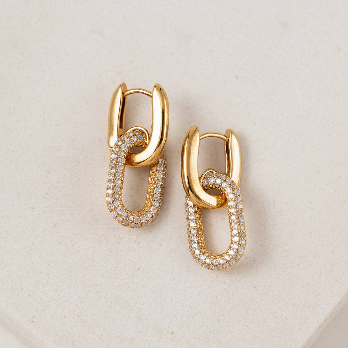 Solana Paperclip Drop Hoop Earrings in Gold