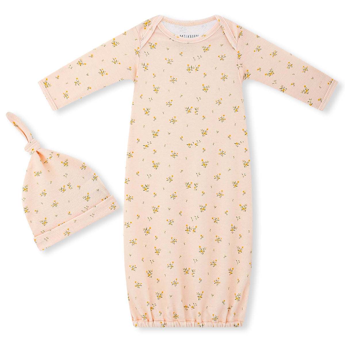 Newborn Gown & Hat Set in Dainty Floral (Organic Cotton)