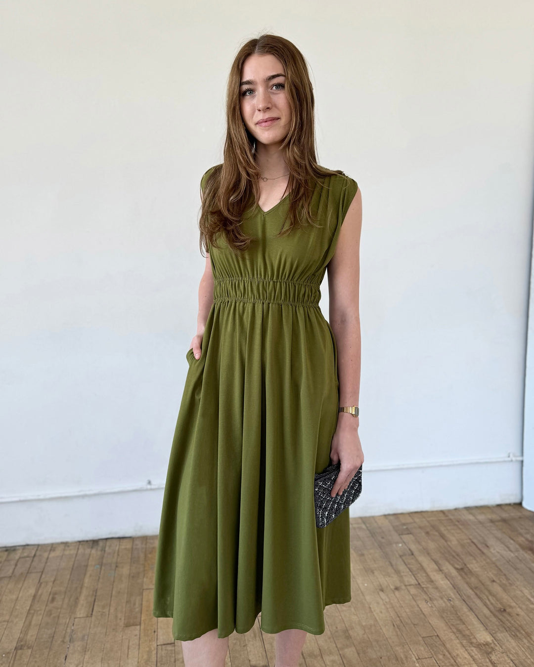 Hampton Dress in Olive Branch
