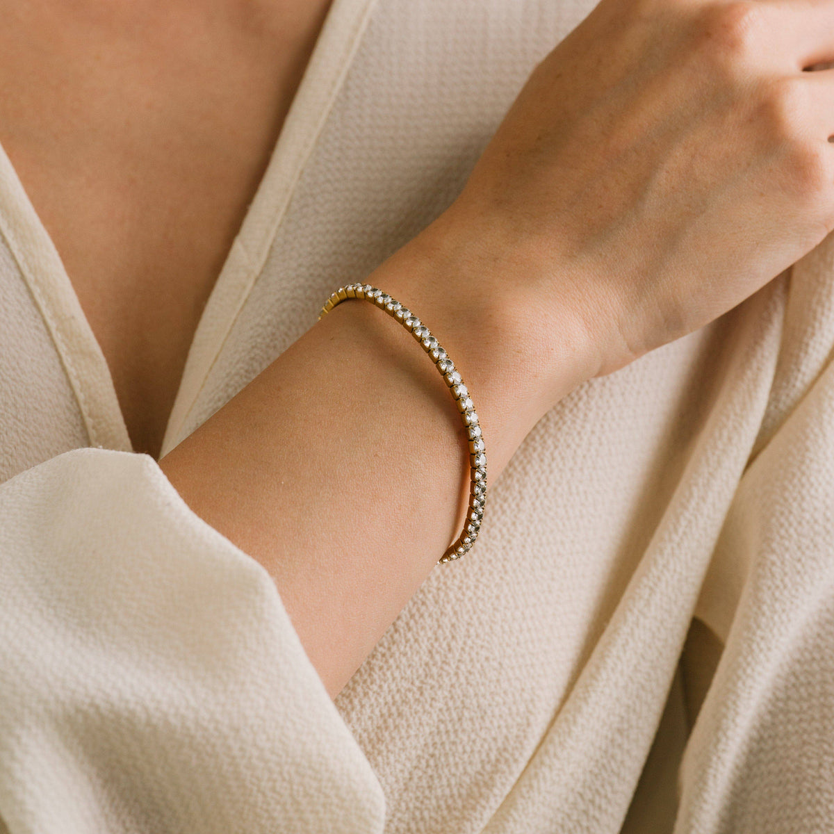 Stretch CZ Tennis Bracelet in Gold