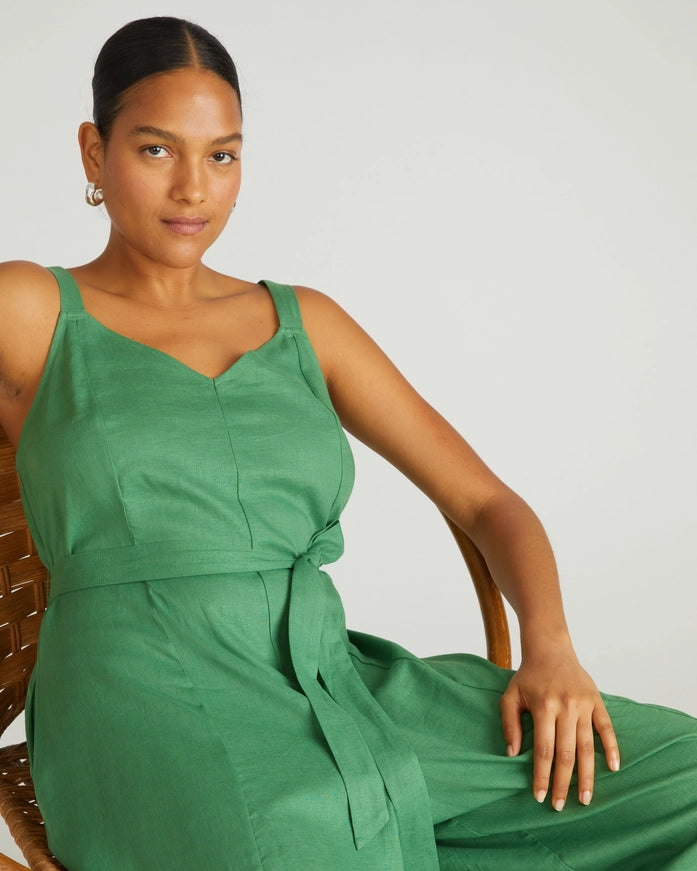 Promenade Linen Jumpsuit in Custom Clover