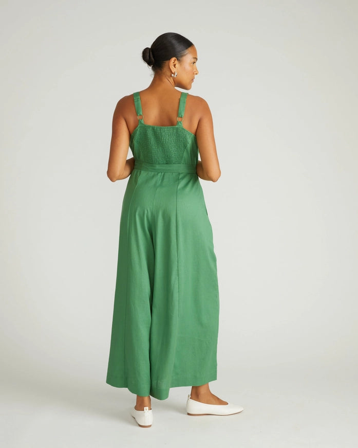 Promenade Linen Jumpsuit in Custom Clover