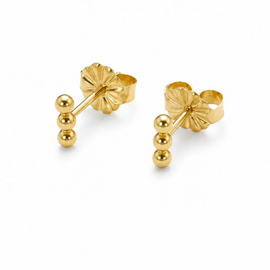 3 Dot Stud Earrings in Gold