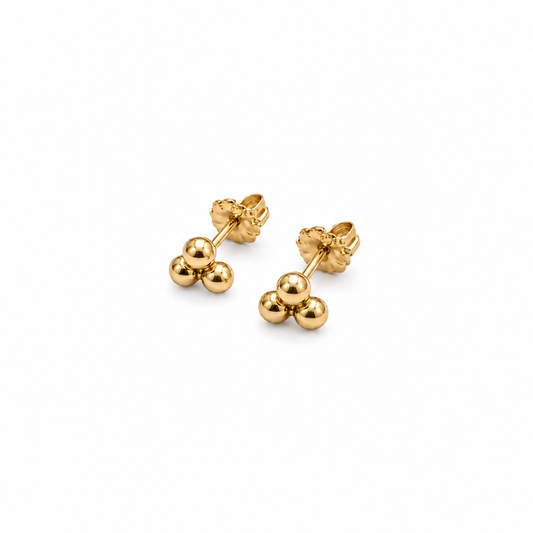 Triple Dot Stud Earrings in Gold