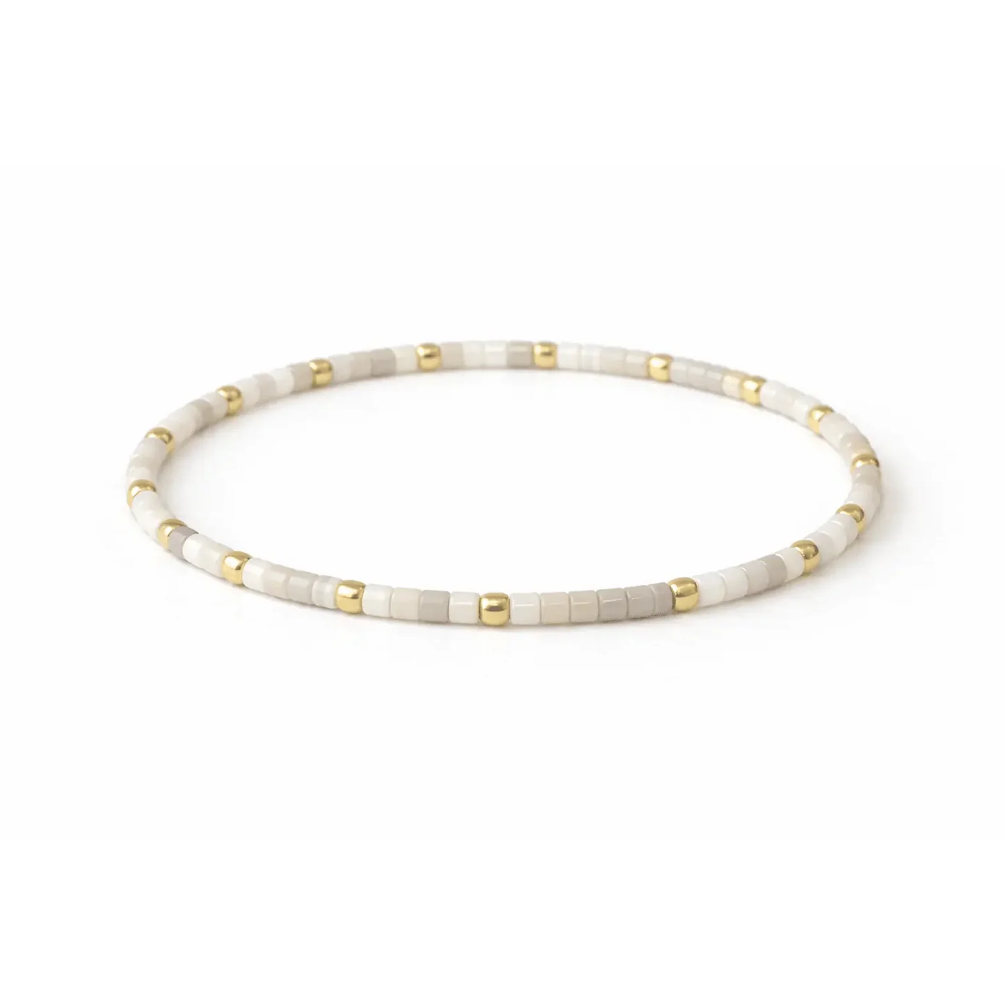 Endless Summer 14k Gold Filled & White Beaded Bracelet - 7"