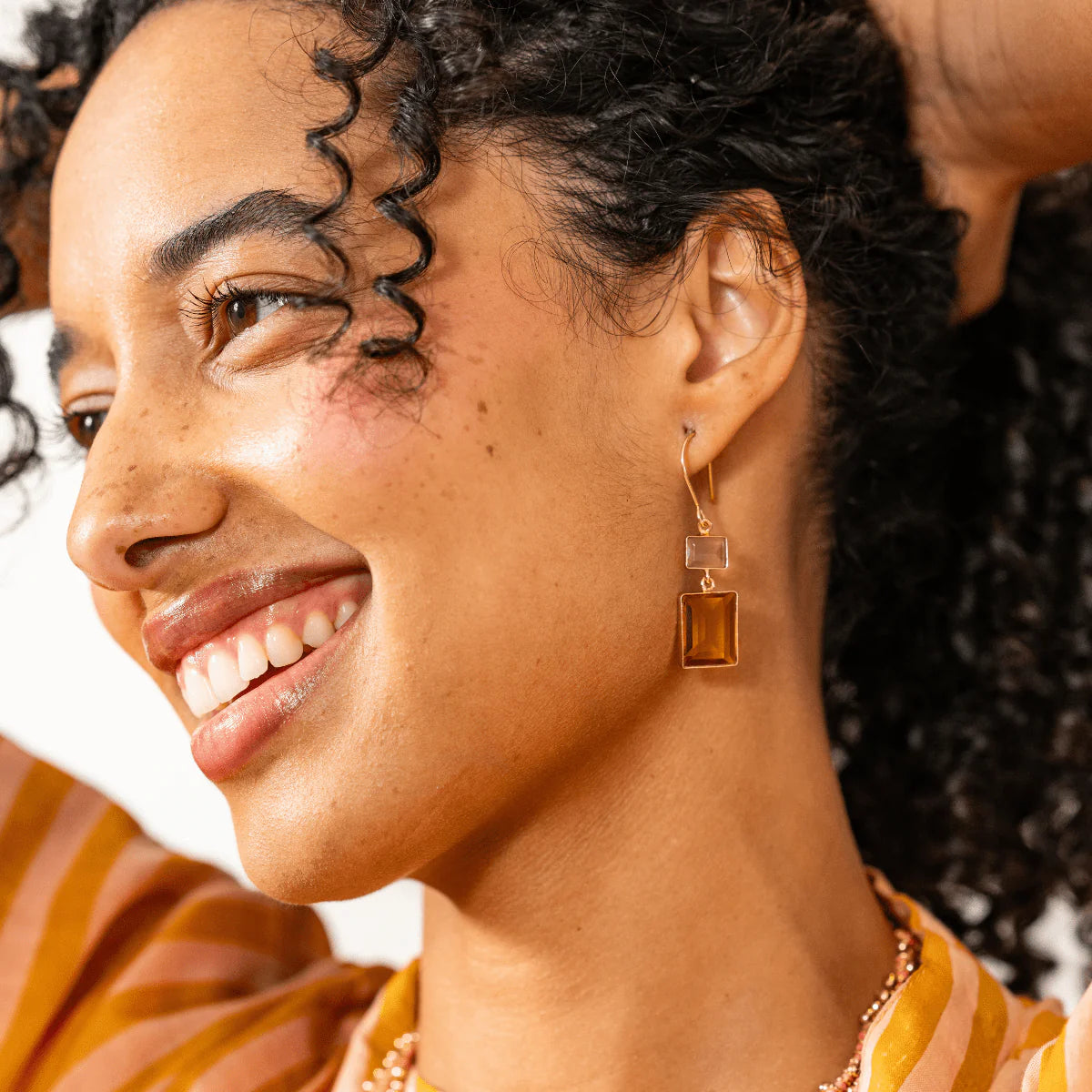 Veronica Cut Glass Earring in Amber