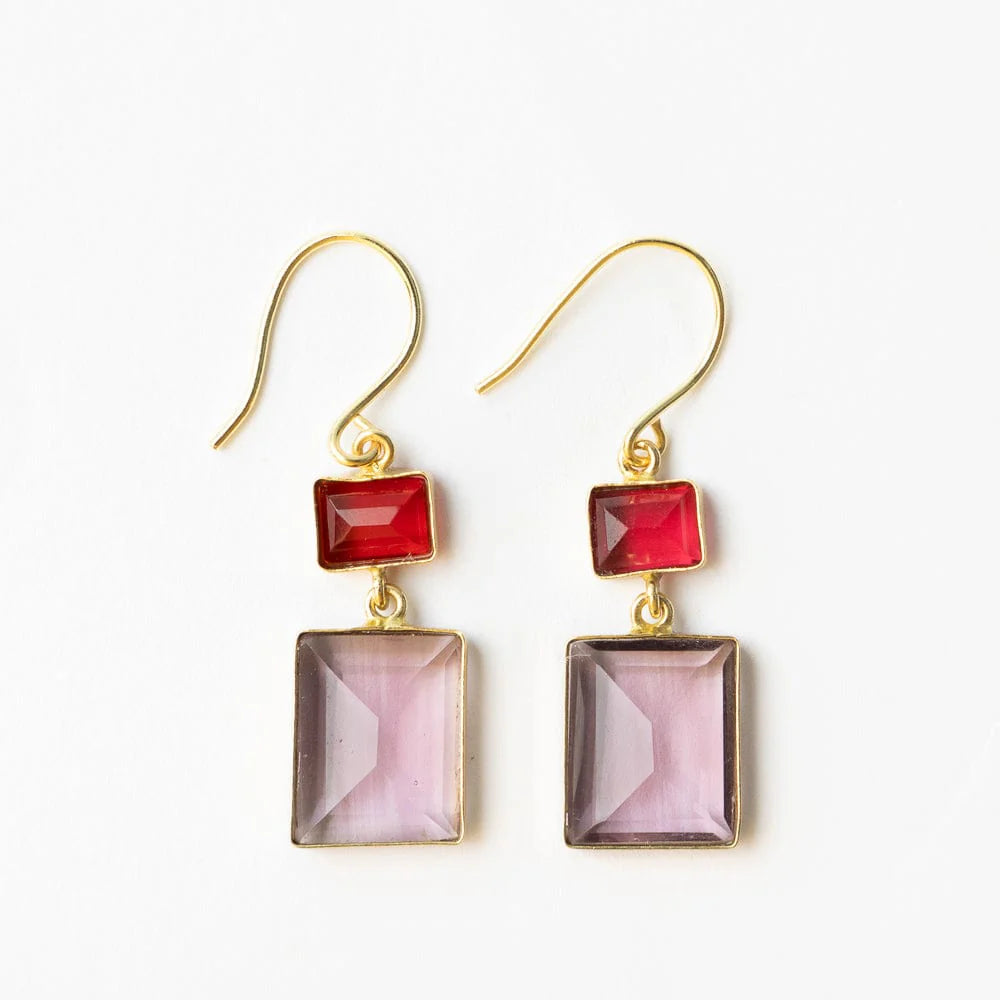 Veronica Cut Glass Earring in Red