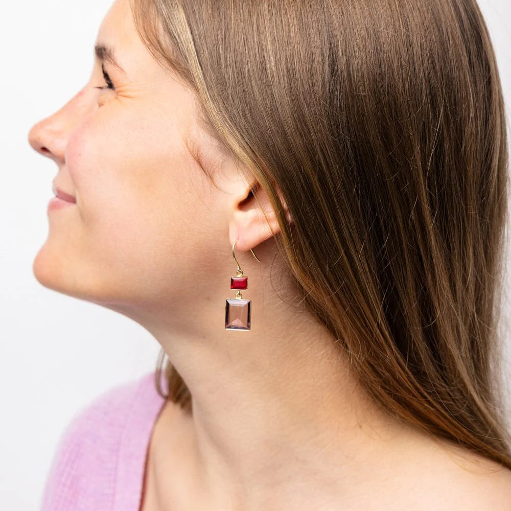 Veronica Cut Glass Earring in Red