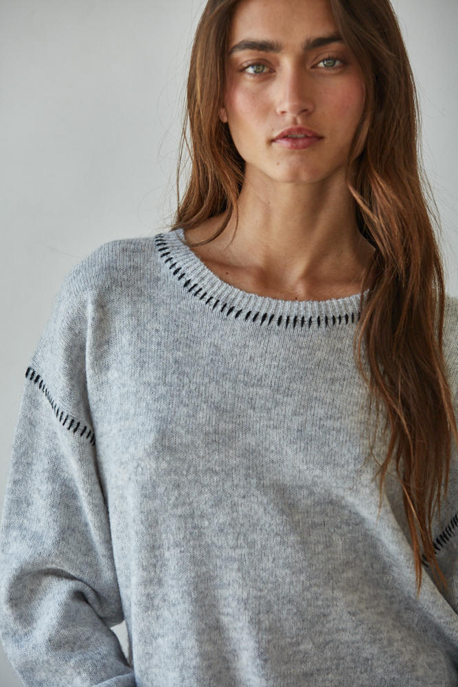 Double Play Sweater in Light Heather