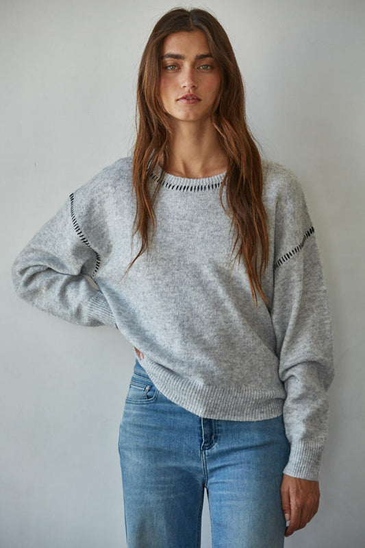 Double Play Sweater in Light Heather