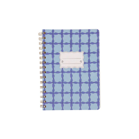 Tulip Twin Wire Notebook in Blue Lattice