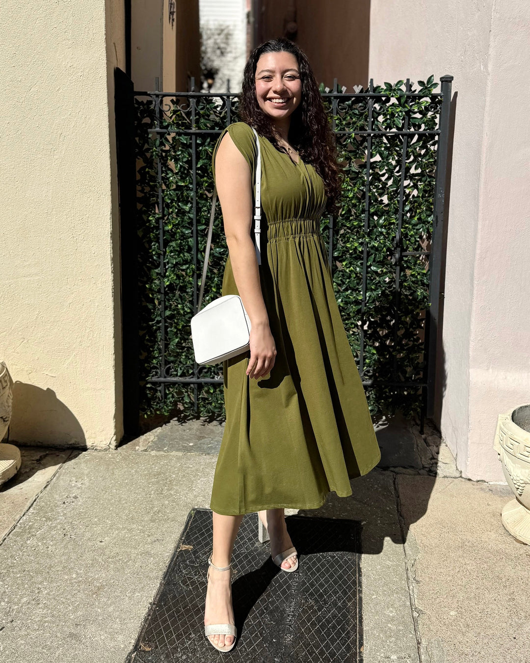 Hampton Dress in Olive Branch