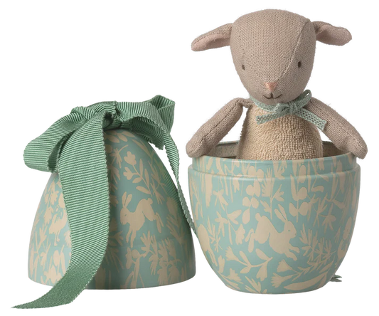 Easter Egg with Micro Lamb in Dusty Mint