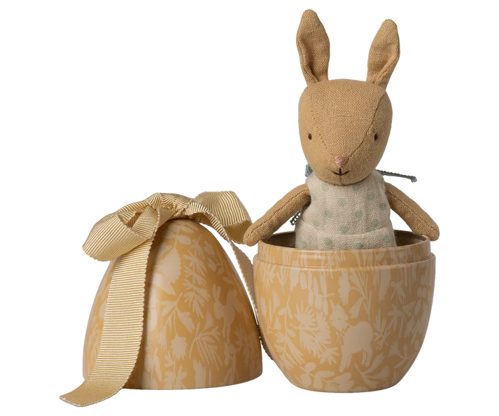 Easter Egg with Micro Rabbit in Cream Yellow