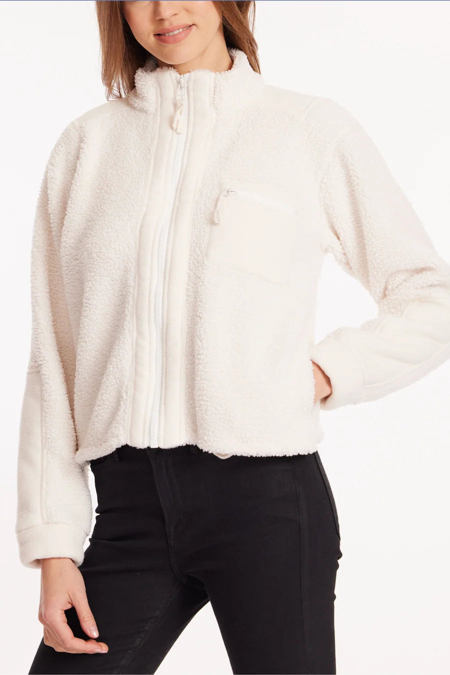  Cozy Sherpa Jacket in Ivory - product photo
