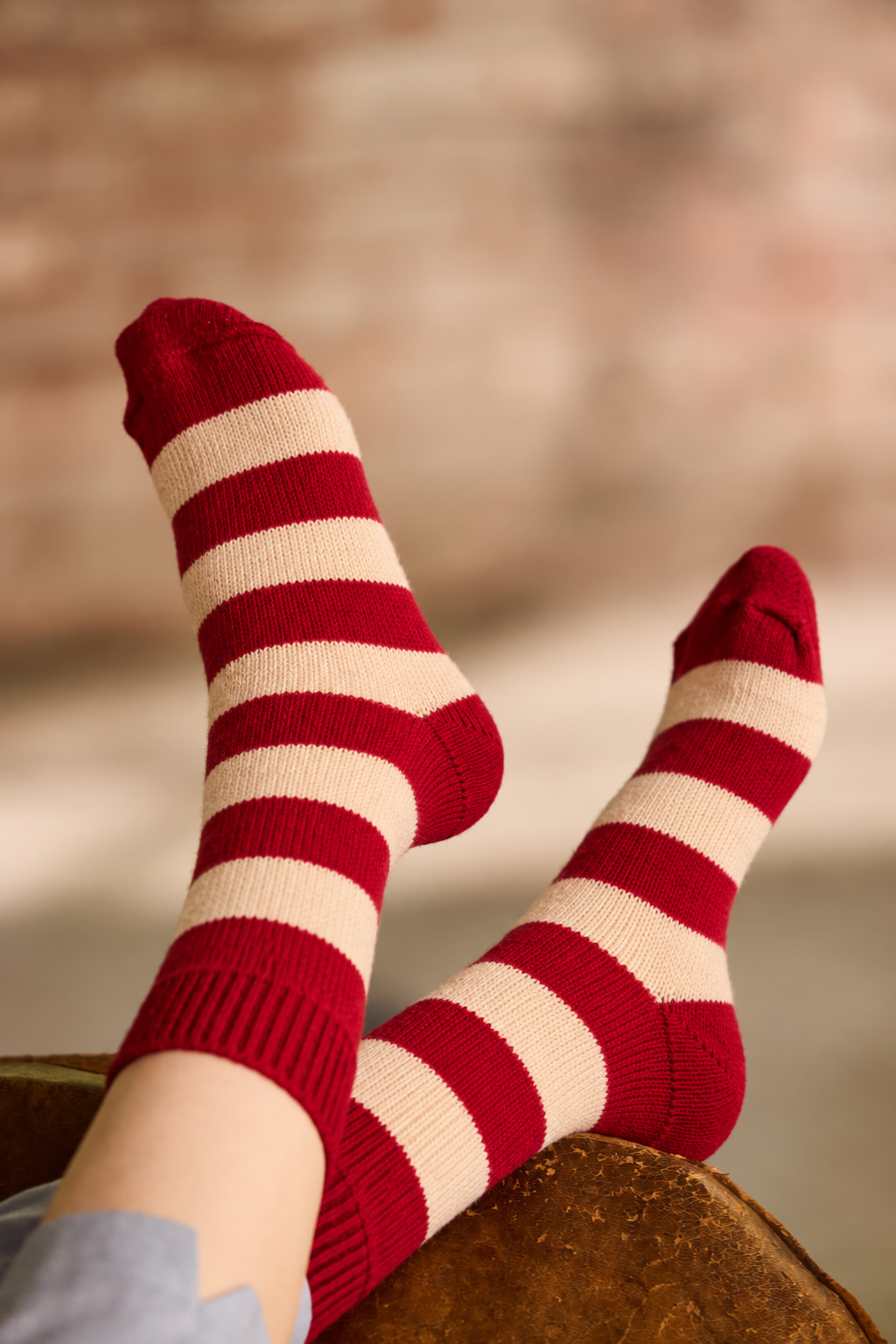 Women's Rugby Stripe Wool Cashmere Crew Socks