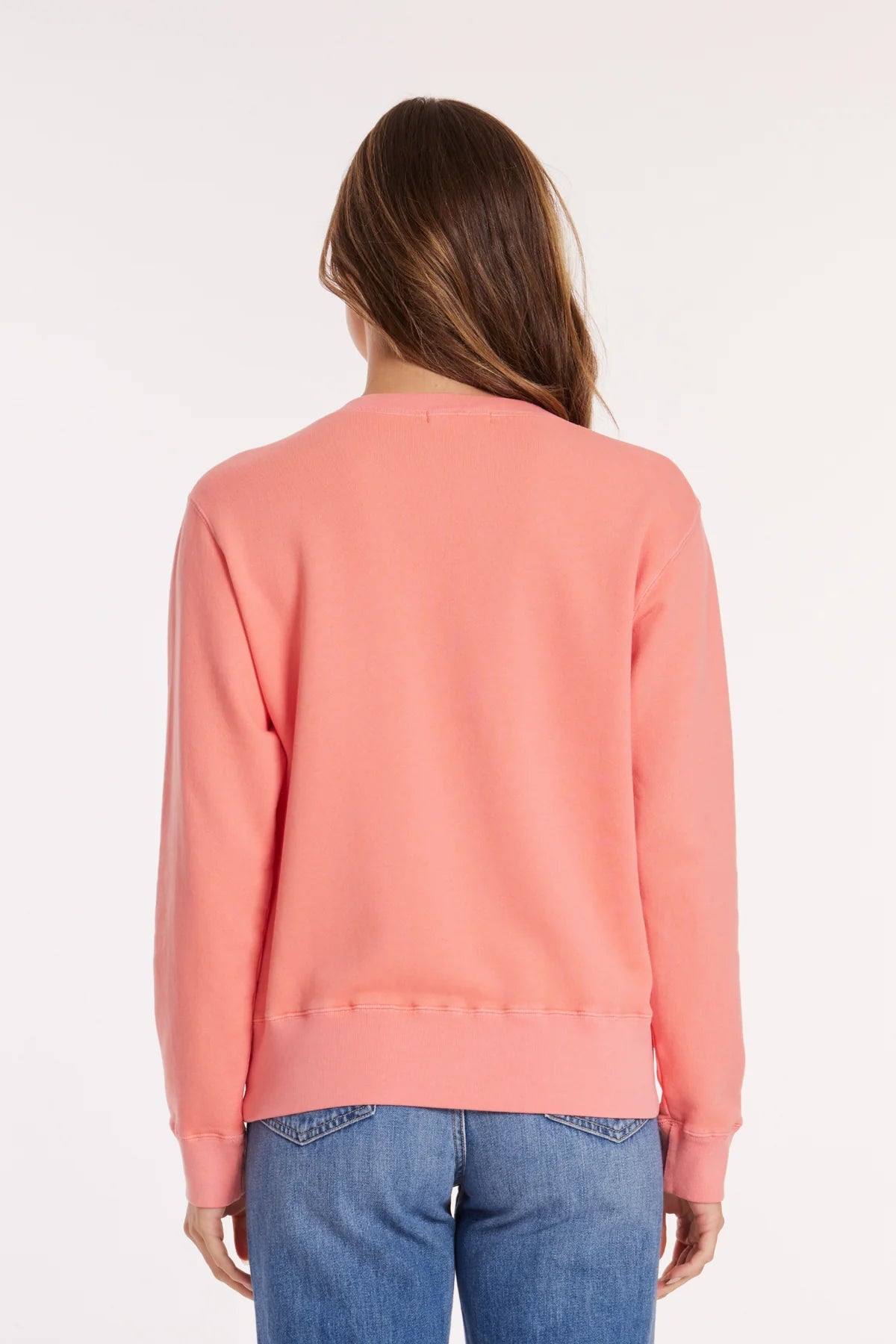 Classic Deep V-Neck Sweatshirt in Coral