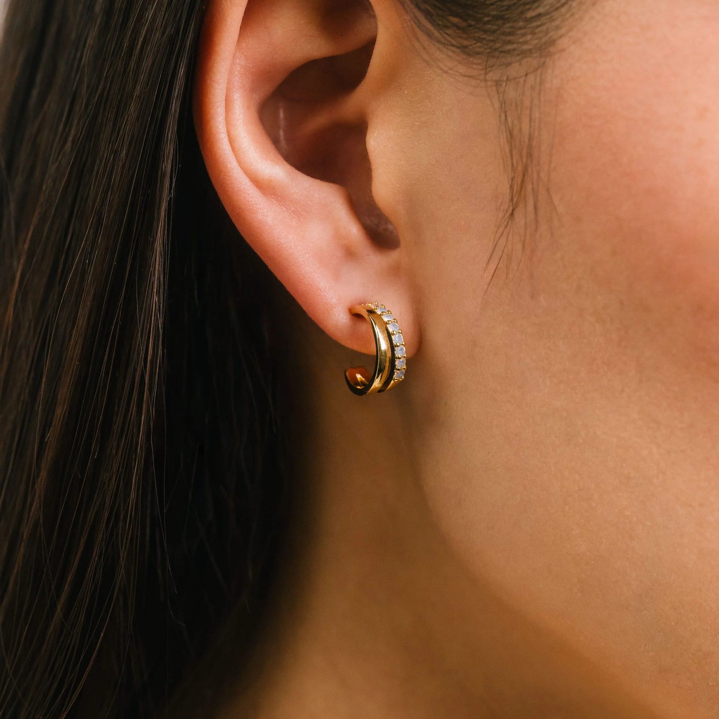 Dewdrop Hoop Earrings in Gold