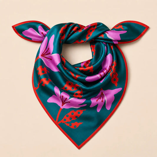 Bold Lily Floral Silk Scarf