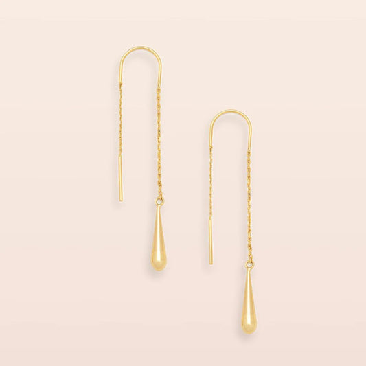 Refined Earring Collection - Teardrop Threader in Gold