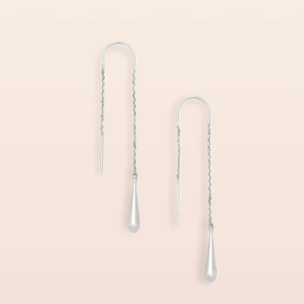 Refined Earring Collection - Teardrop Threader in Silver