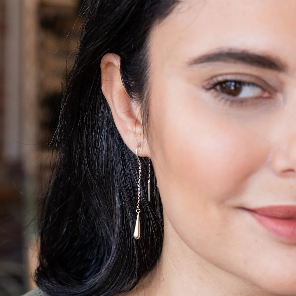 Refined Earring Collection - Teardrop Threader in Silver