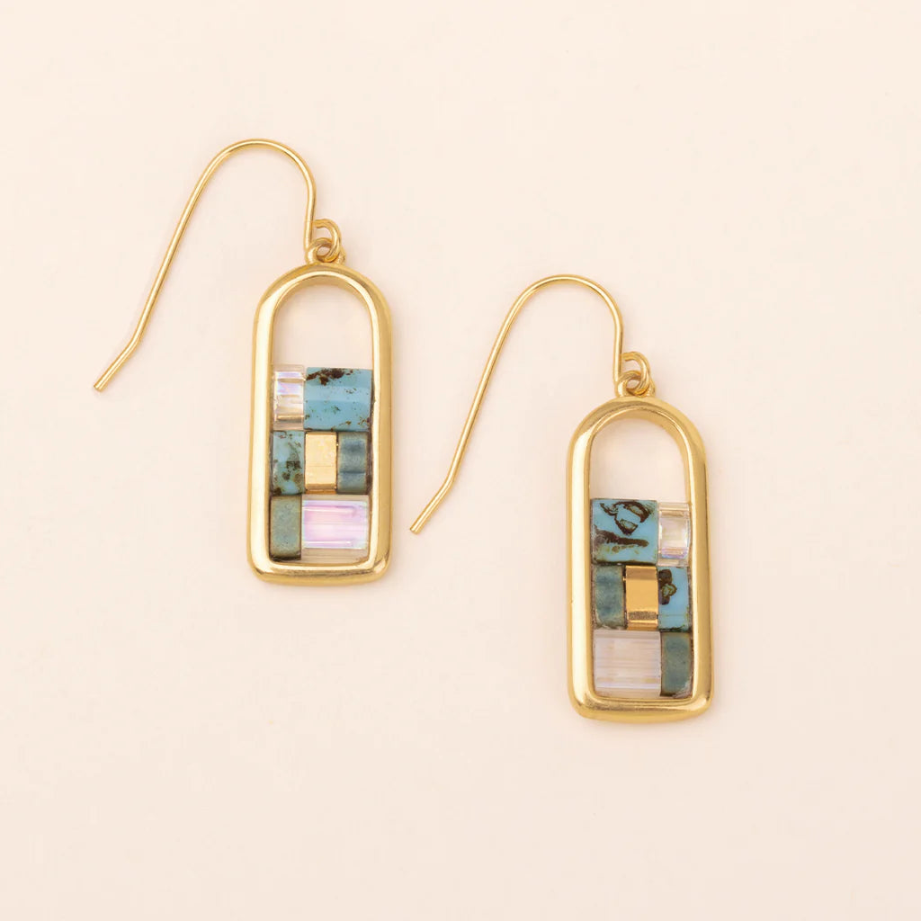 Good Karma Miyuki Frame Earring - Turquoise/Gold