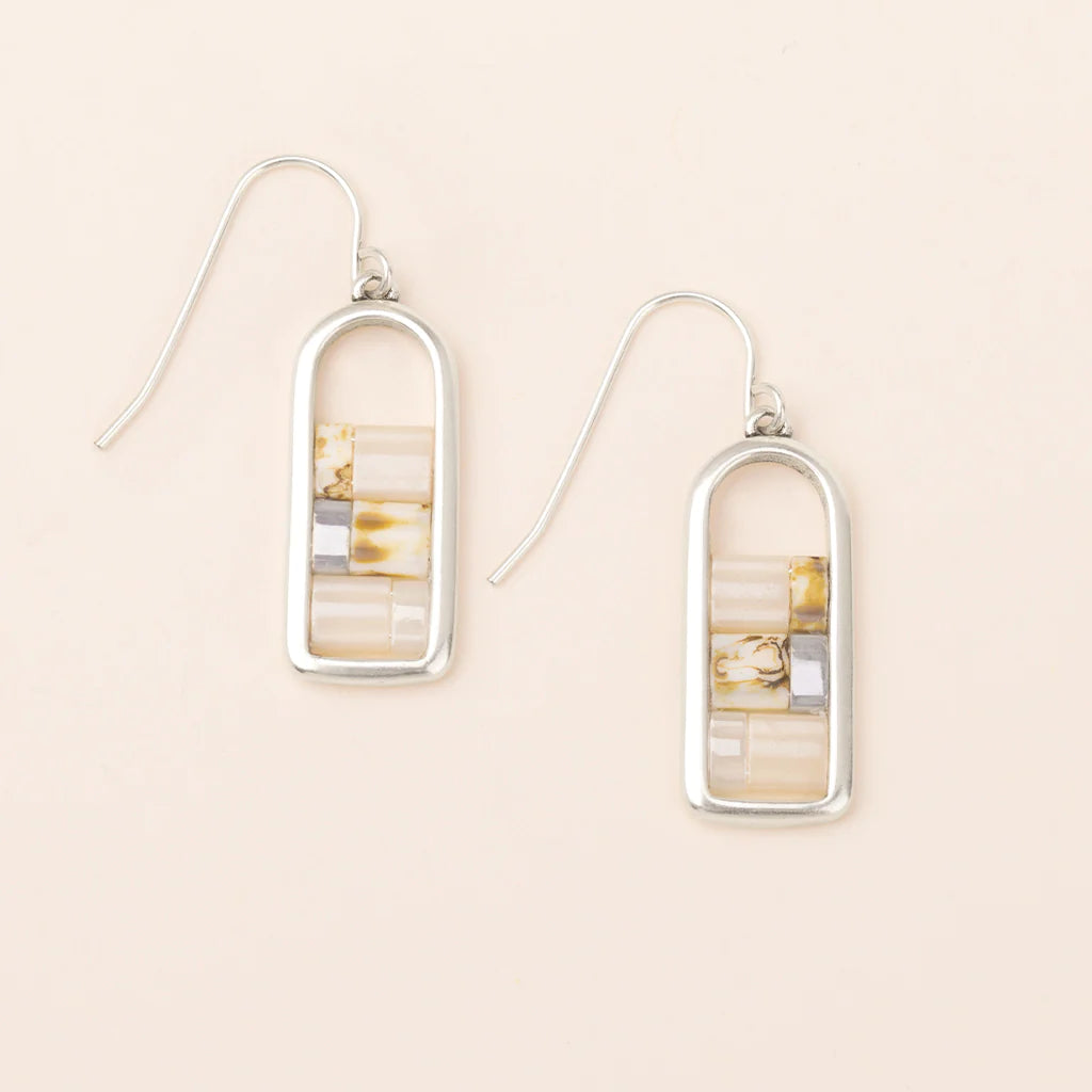 Good Karma Miyuki Frame Earring - Ivory/Silver