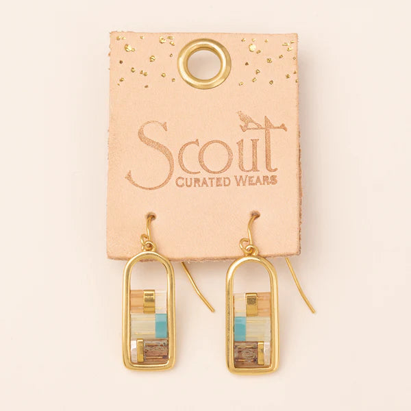 Good Karma Miyuki Frame Earring - Mint/Peach/Gold