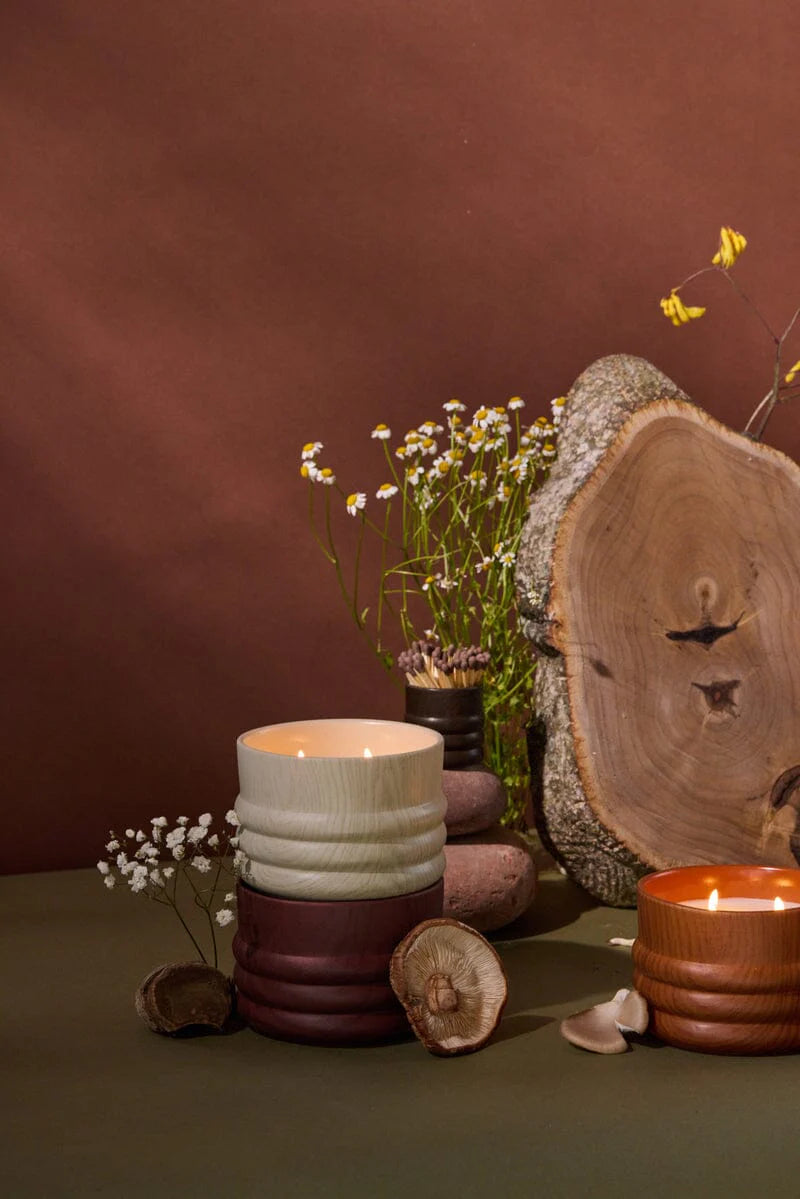 Grain Ceramic Wood Candle in Hinoki Wood