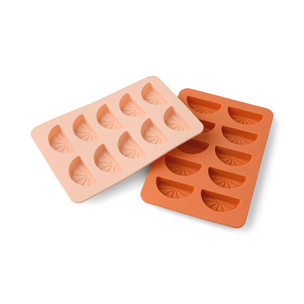 The Dotty Citrus Wedge Ice Trays in Orange + Blush Pink (Set Of 2)