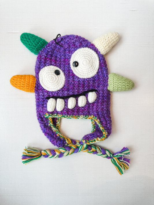 Kids Monster Hat in Spike in Purple