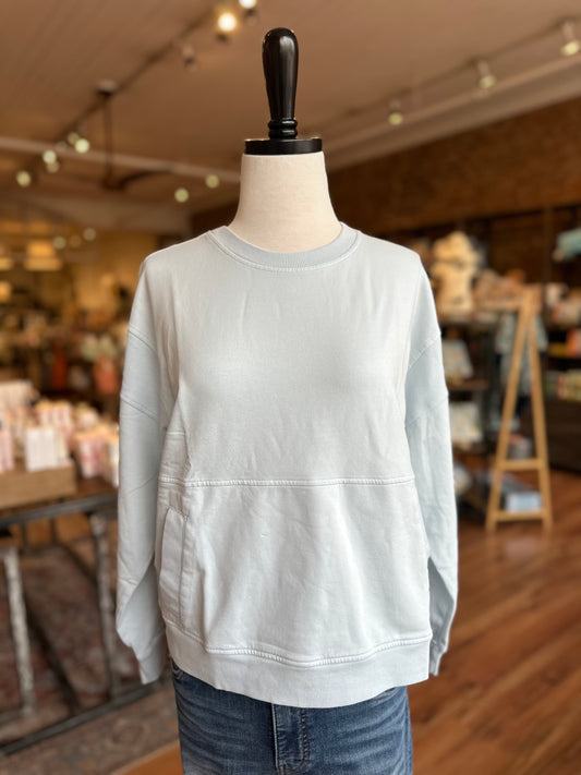 Long Sleeve Boxy Oversize Sweatshirt in Silver Grip